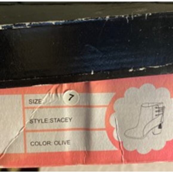 Boho Chic Olive Suede Block Heel Ankle Boots “Stacey” Style Size 7 - Picture 10 of 10